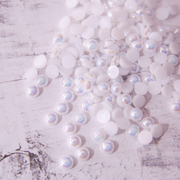 Набор половинок бусин 6 мм, цвет белый перламутр