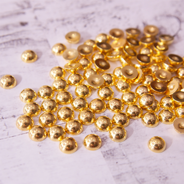 Набор половинок бусин 8 мм, цвет золотой металлик