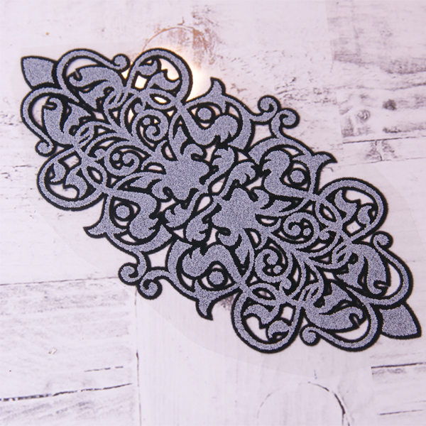 Бархатная термонаклейка "Ажурный орнамент", цвет чёрный