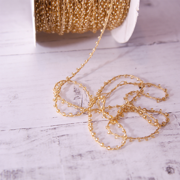 Бисерная нить, цвет золотой