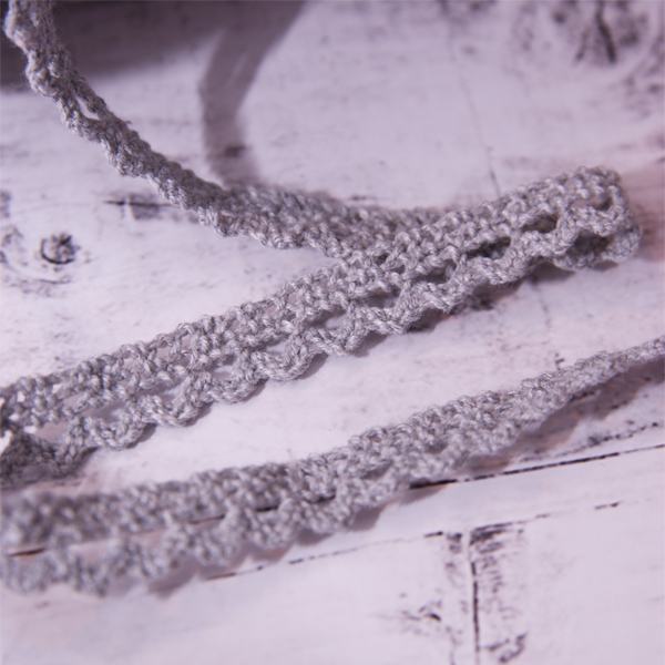 Кружево вязаное 12 мм "треугольнички", цвет серый (934844)