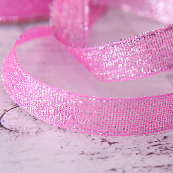 Лента металлизированная 12 мм, цвет ярко-розовый".