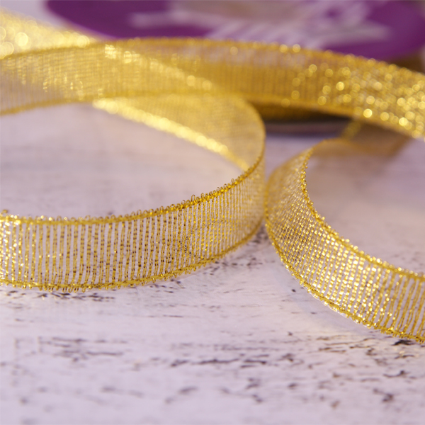 Лента металлизированная 12 мм, цвет золотой