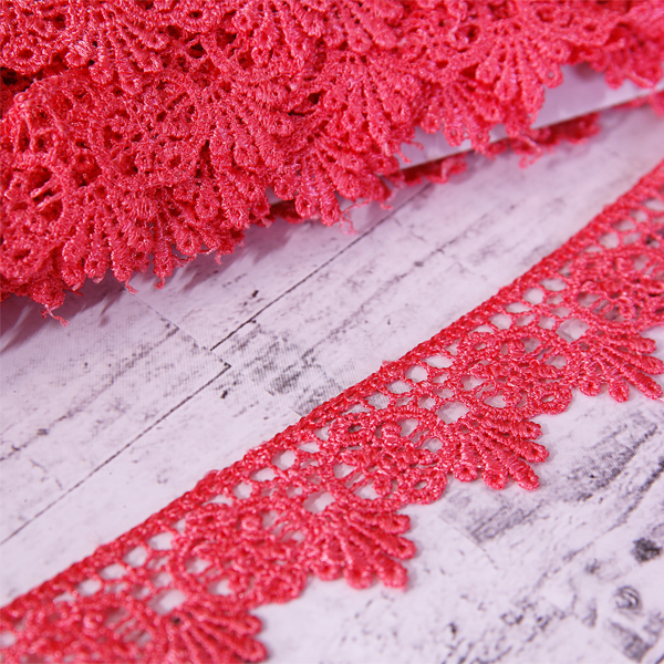 Кружево гипюрное 30 мм, цвет коралловый