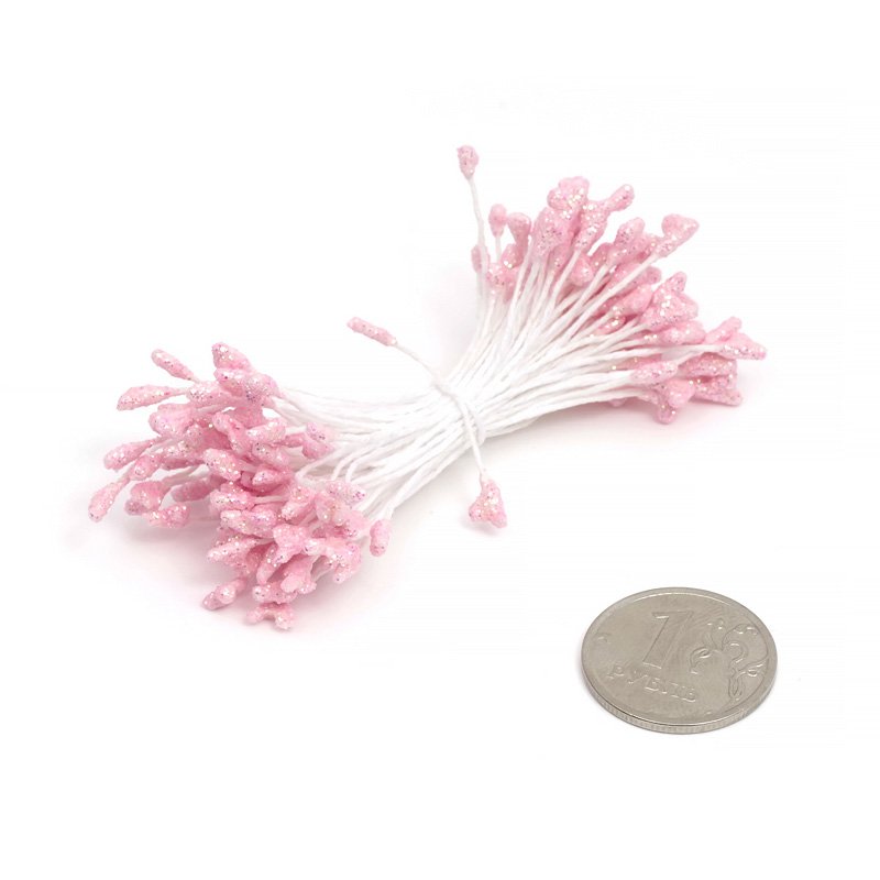 Тычинки Magic, цвет розовый в обсыпке
