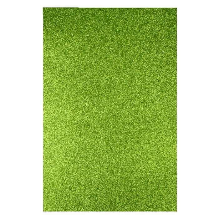 Фоамиран 20 х 30 см, цвет светло-зелёный с блёстками