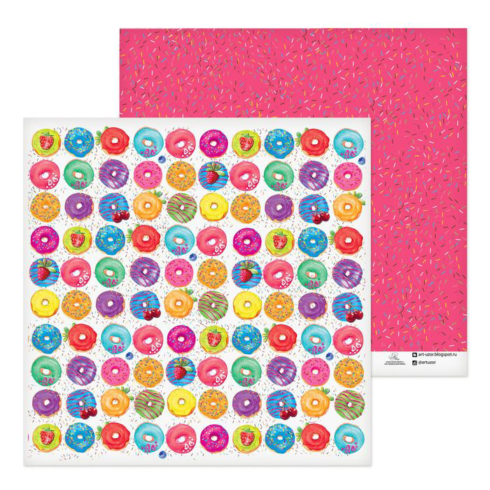 Бумага для скрапбукинга АртУзор "Яркие пончики" (ART455-2)