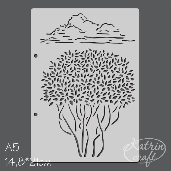 Трафарет Katrin craft А5 "Куст с облаком"