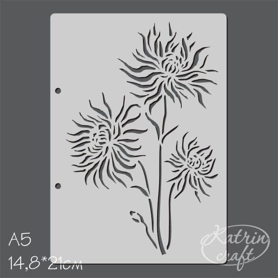 Трафарет Katrin craft А5 "Хризантемы букет"