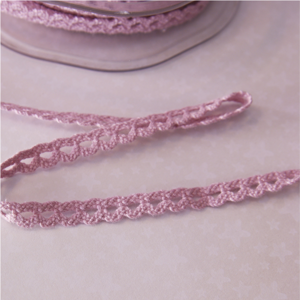 Кружево вязаное 1 см "треугольнички", цвет вечерняя роза