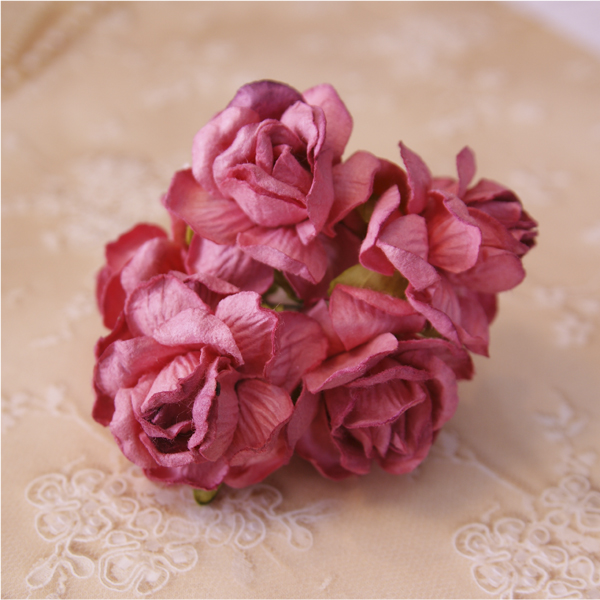 Букет роз 4 см с тисненёнными лепестками, цвет старая роза