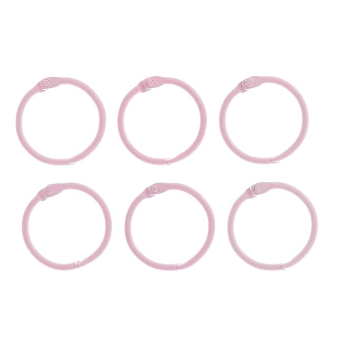 Кольца для альбомов 3 см, 6 штук, цвет розовый
