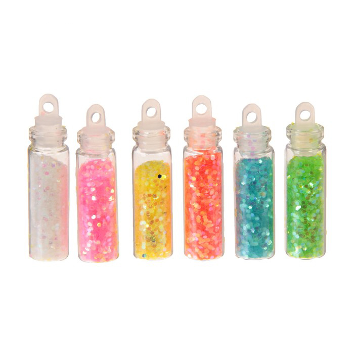 Набор крупного глиттера (блёсток) в мини-бутылочках, 6 штук