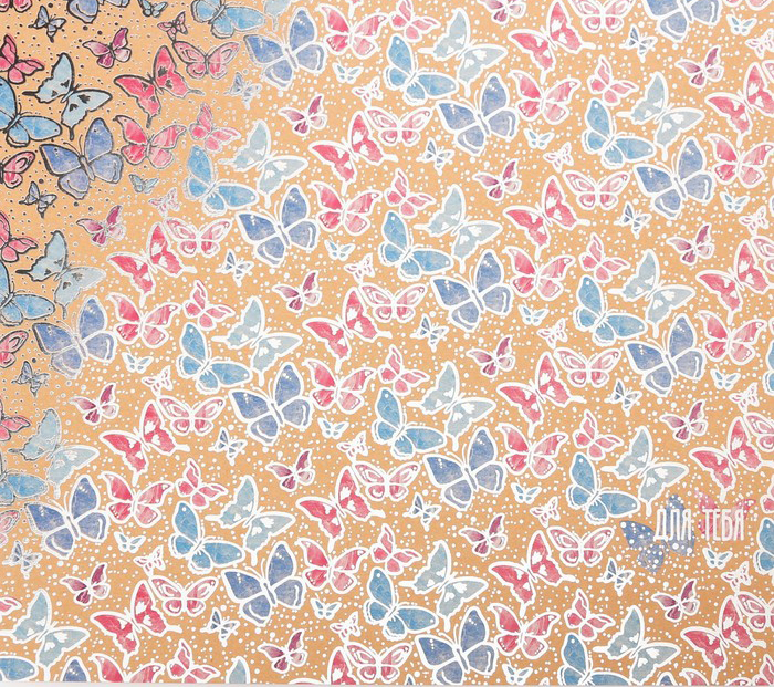 Бумага АртУзор крафт с фольгированием "Бабочки" (ART618)