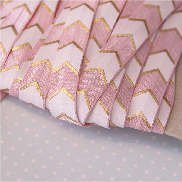 Резинка для блокнотов "Стрелки", розовые с белым и золотым