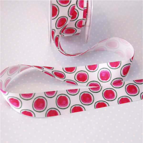 Лента атласная 2,5 см "Арбузы"