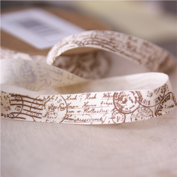 Лента хлопковая 1,5 см "Посылка счастья"