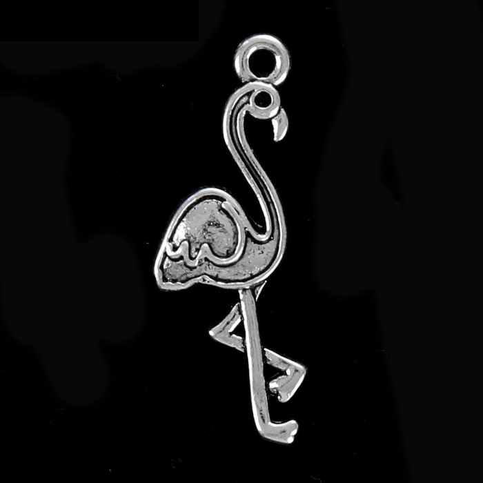 Подвеска металлическая "Фламинго". Цвет серебряный.