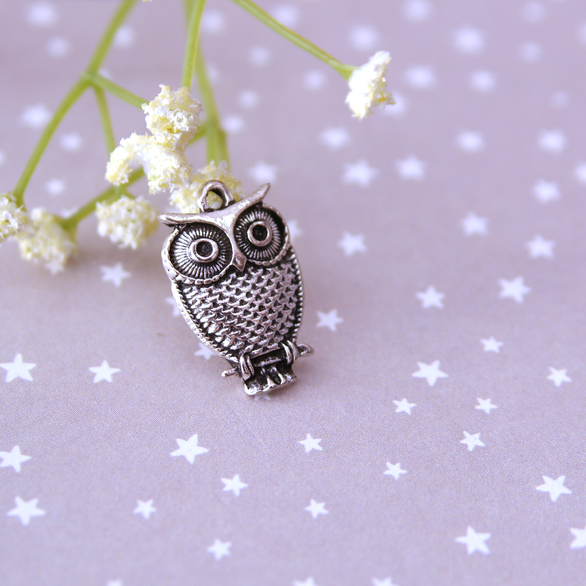 Подвеска металлическая "Сова". Цвет серебряный. (372)