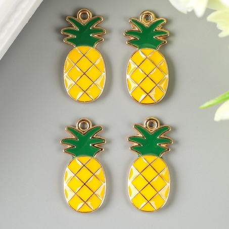 Подвеска металлическая "Ананас" Цвет жёлтый с золотом