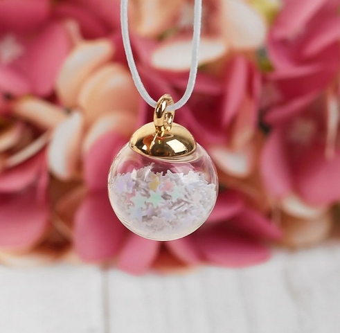 Подвеска "Колба стеклянная с бело-голубыми звёздочками" (321)