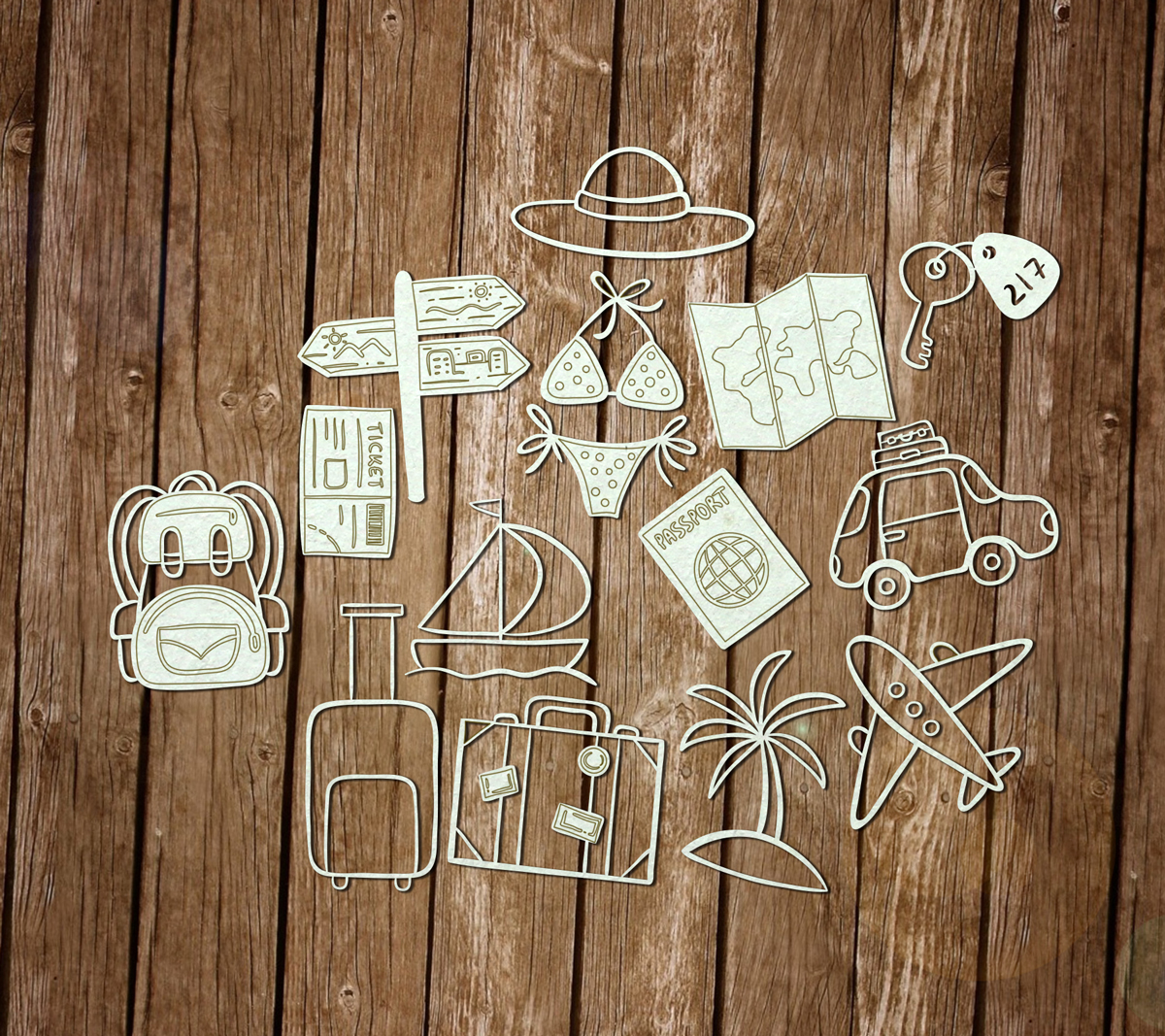 Чипборд Chipboards " Набор " Отпускная " "