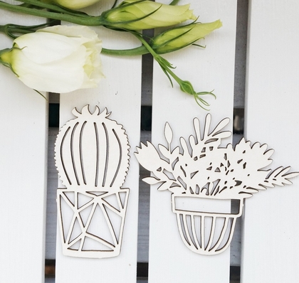 Чипборд WoodCraft "Растения в горшочках"