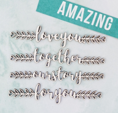 Чипборд WoodCraft "Надписи с веточками"