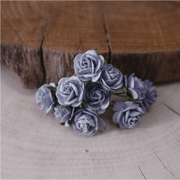 Букет мини-розочек 1,5 см открытых. Цвет дымчатый сиреневый