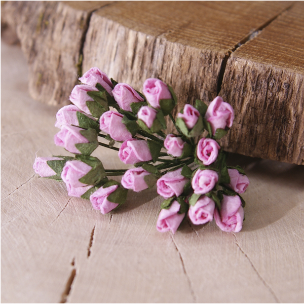 Букет микро-бутонов роз полуоткрытых, 25 штук, цвет розовый