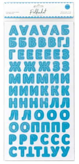 Алфавит из чипборда Polkadot., цвет небесный