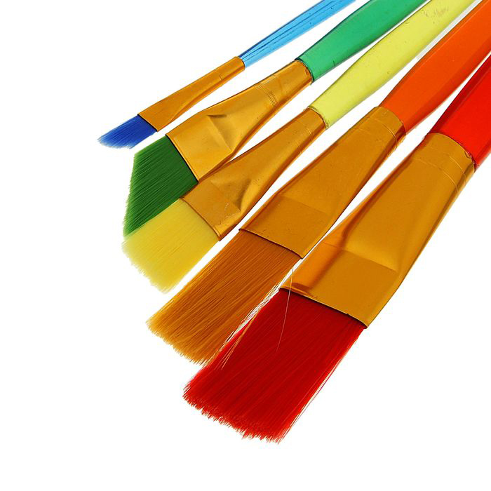 Набор нейлоновых кистей с цветным ворсом "Радуга"