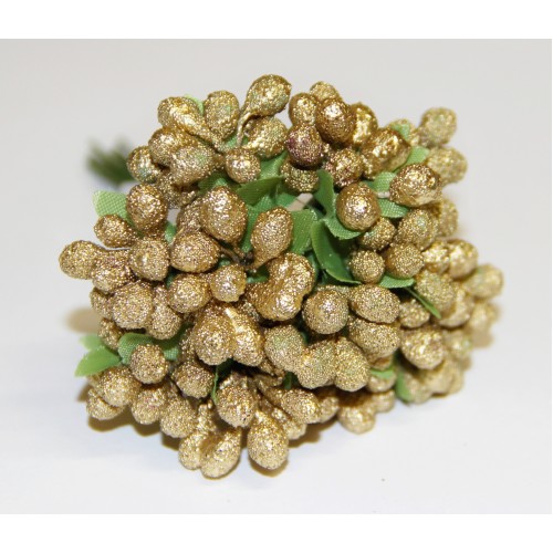 Декоративный букетик С КРУПИНКАМИ . Цвет золотой. Рукоделие.