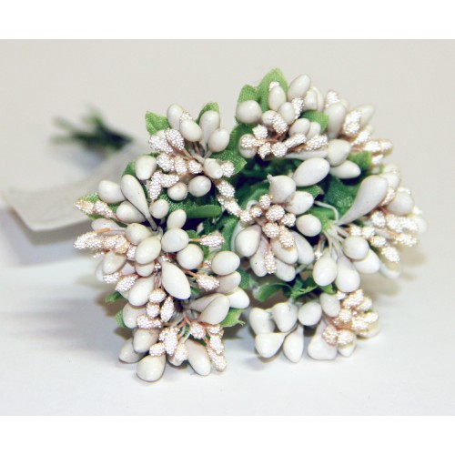 Декоративный букетик из тычинок БЕЛЫЙ С БЕЖЕВЫМ. Рукоделие.