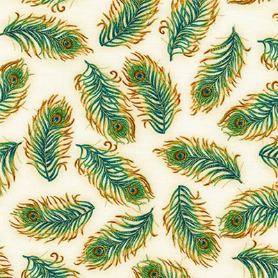 Ткань лоскутная 50 х 55 см "PALAIS JARDIN ", перья павлина