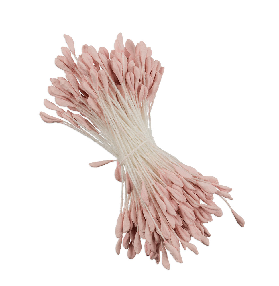 Тычинки Florico матовые с тиснением, цвет пастельный розовый