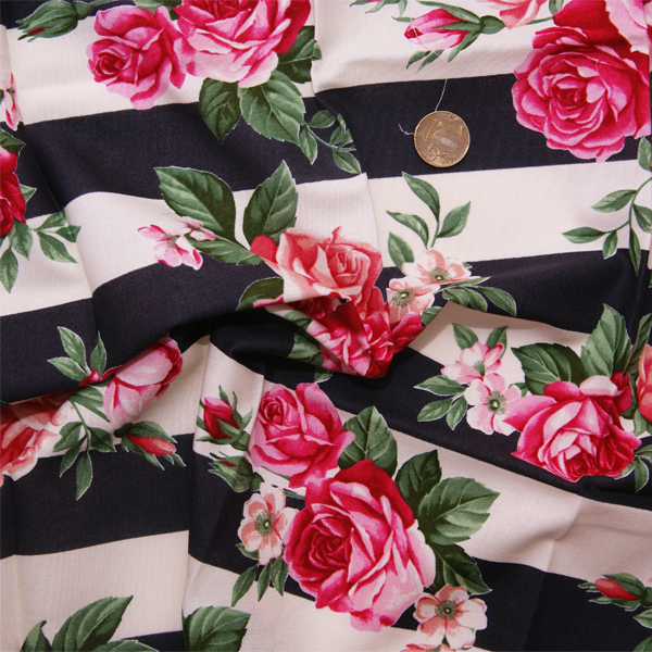 Ткань лоскутная 50 х 55 см "4507", полоска с бутонами