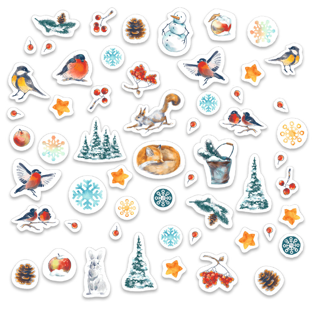 Набор вырубных элементов из картона MrPainter "Снежный лес"