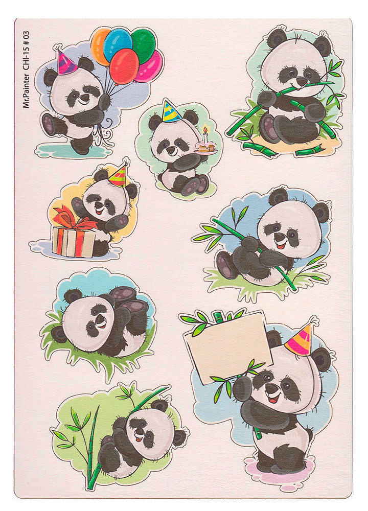 Чипборд цветной MrPainter "Панды"