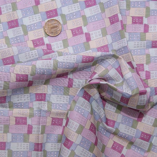 Ткань лоскутная 50 х 55 см "4500",домики , пастельные цвета