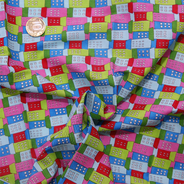Ткань лоскутная 50 х 55 см "4500",домики , яркие цвета