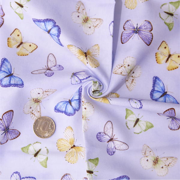 Ткань лоскутная 50 х 55 см "4703", бабочки на сиреневом