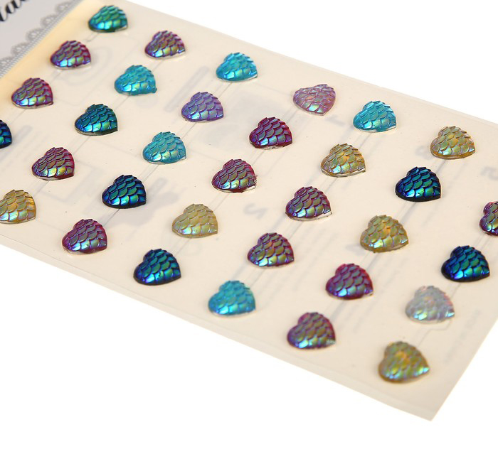 Набор страз "Хвост русалки", форма сердечек