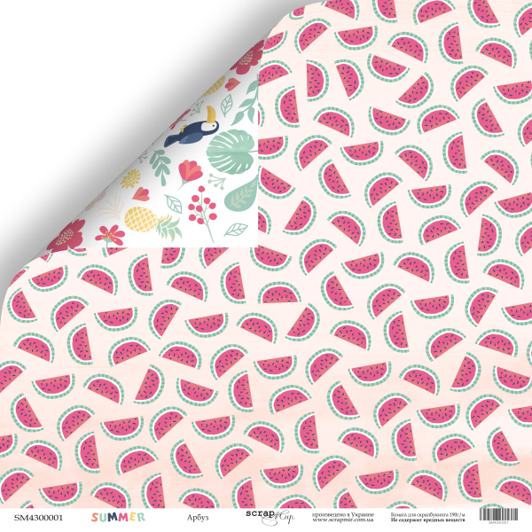 Бумага Scrapмир "Summer", Арбуз (SM382)