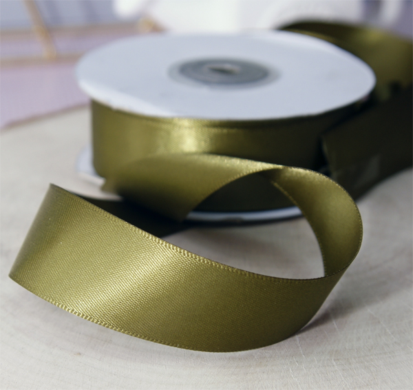 Лента сатиновая 2,5 см. Цвет тёмный оливковый