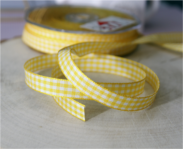 Лента 10 мм "Клетка", цвет жёлто-белый