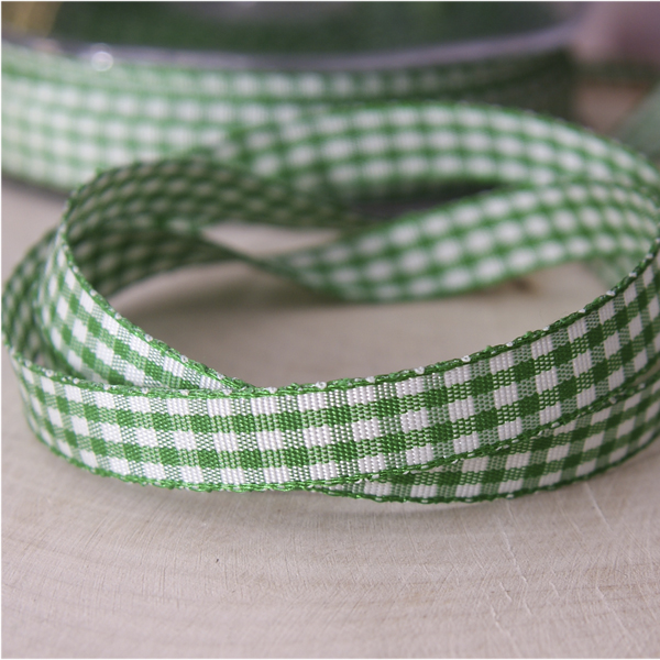 Лента 10 мм "Клетка", цвет зелёно-белый