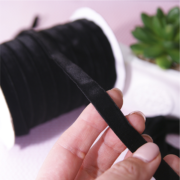 Лента бархатная 10 мм, цвет чёрный