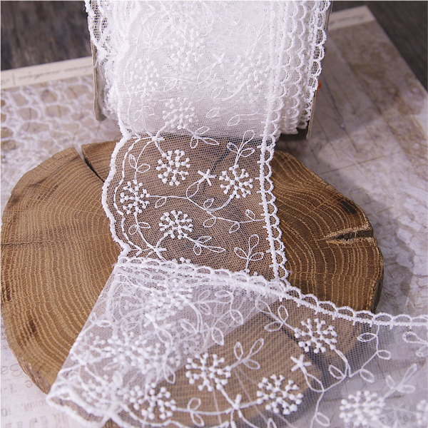 Кружево на сетке 70 мм "Одуванчики", цвет молочный (092932)