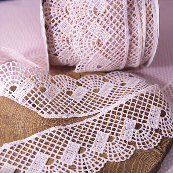 Кружево гипюрное 5 см "Сеточка", цвет нежный розовый